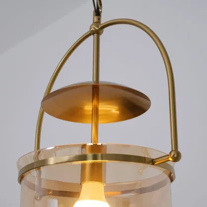 Alessio Unusual Glass Amber Clear Metal Pendant Light Bedroom Living Room