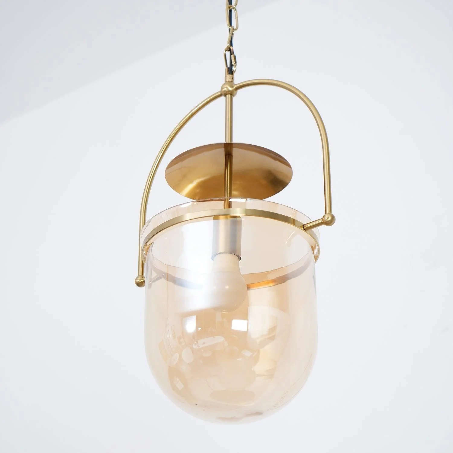 Alessio Unusual Glass Amber Clear Metal Pendant Light Bedroom Living Room