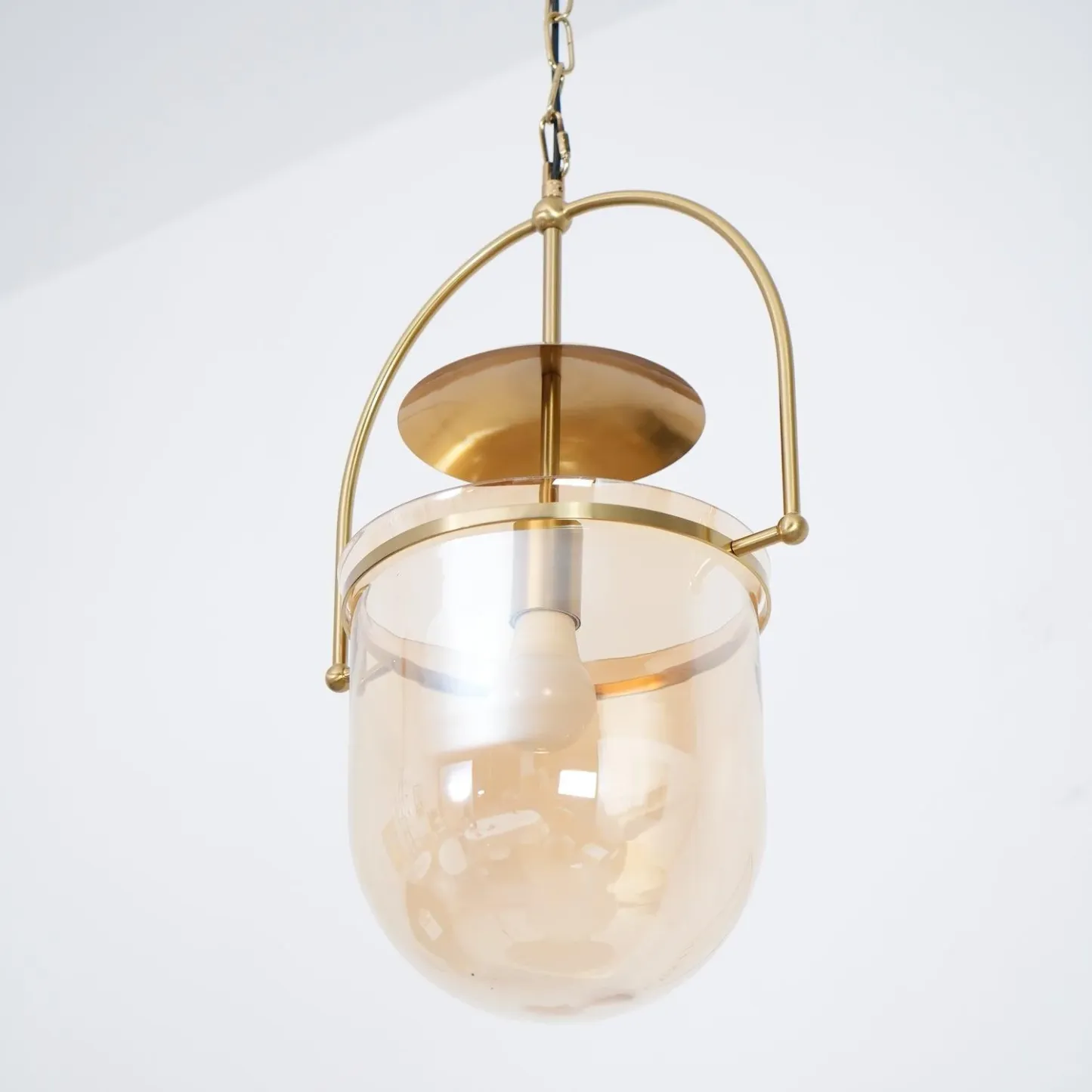 Alessio Unusual Glass Amber Clear Metal Pendant Light Bedroom Living Room