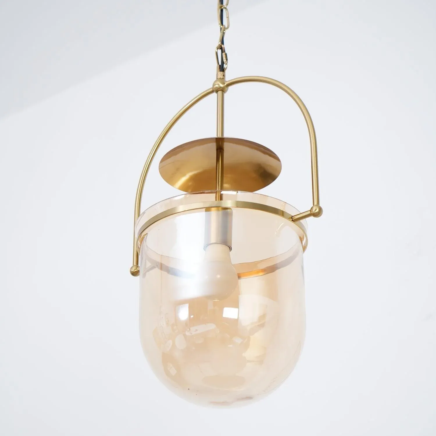Alessio Unusual Glass Amber Clear Metal Pendant Light Bedroom Living Room