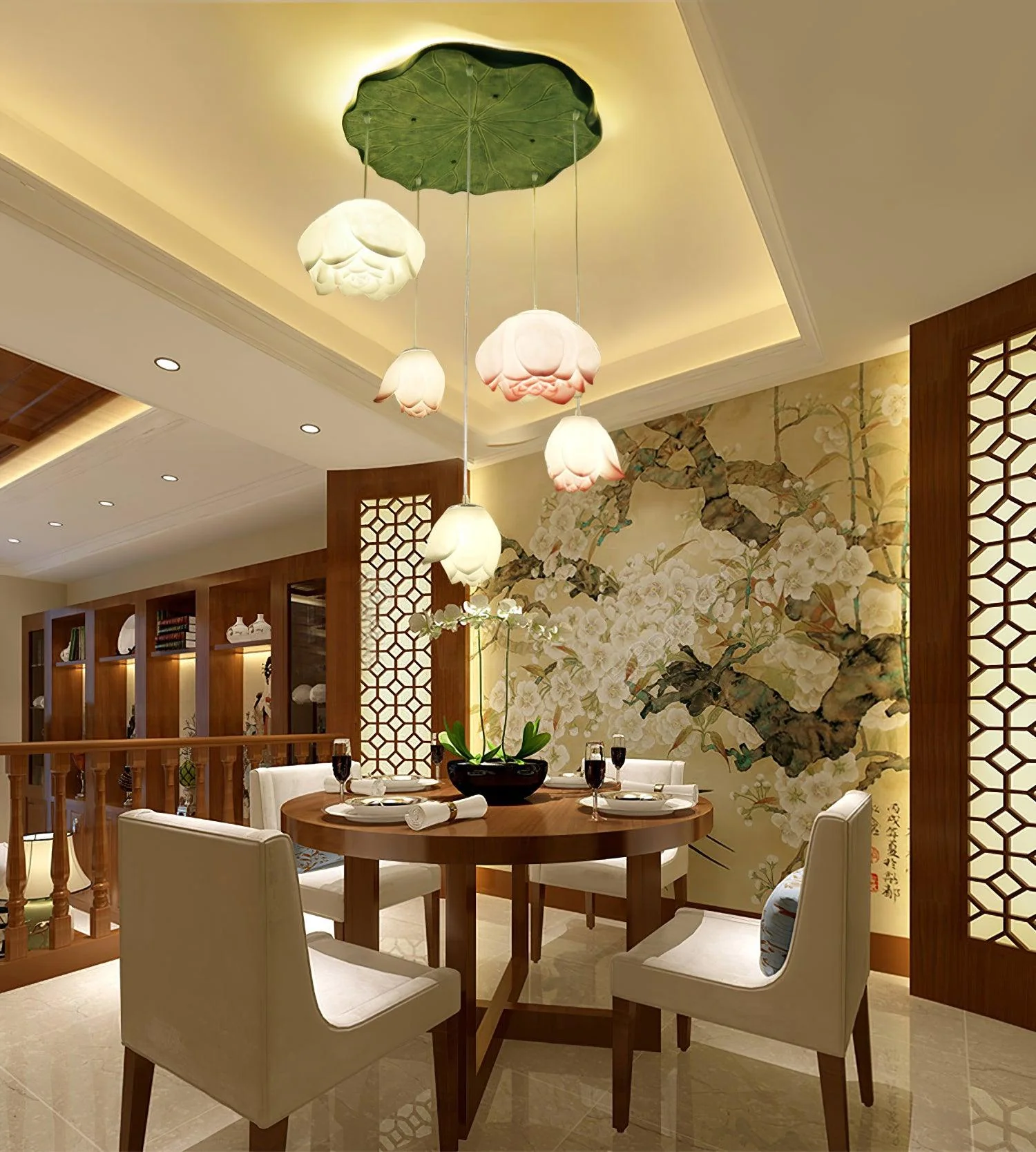 Hailie Modern Stone Flower Chandelier Dining Room Living Room