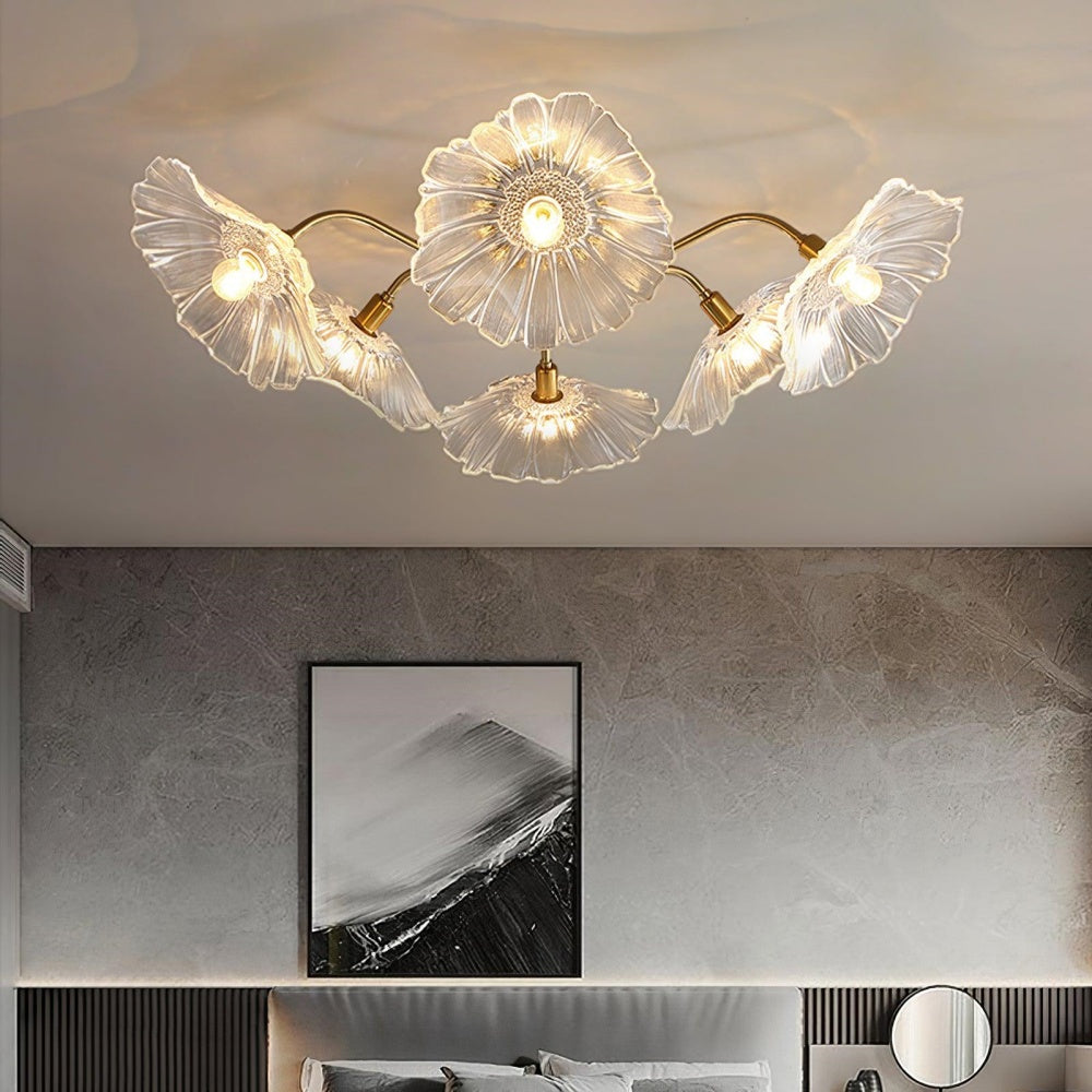 Hailie Modern Flower Ceiling Light Metal Glass Bedroom