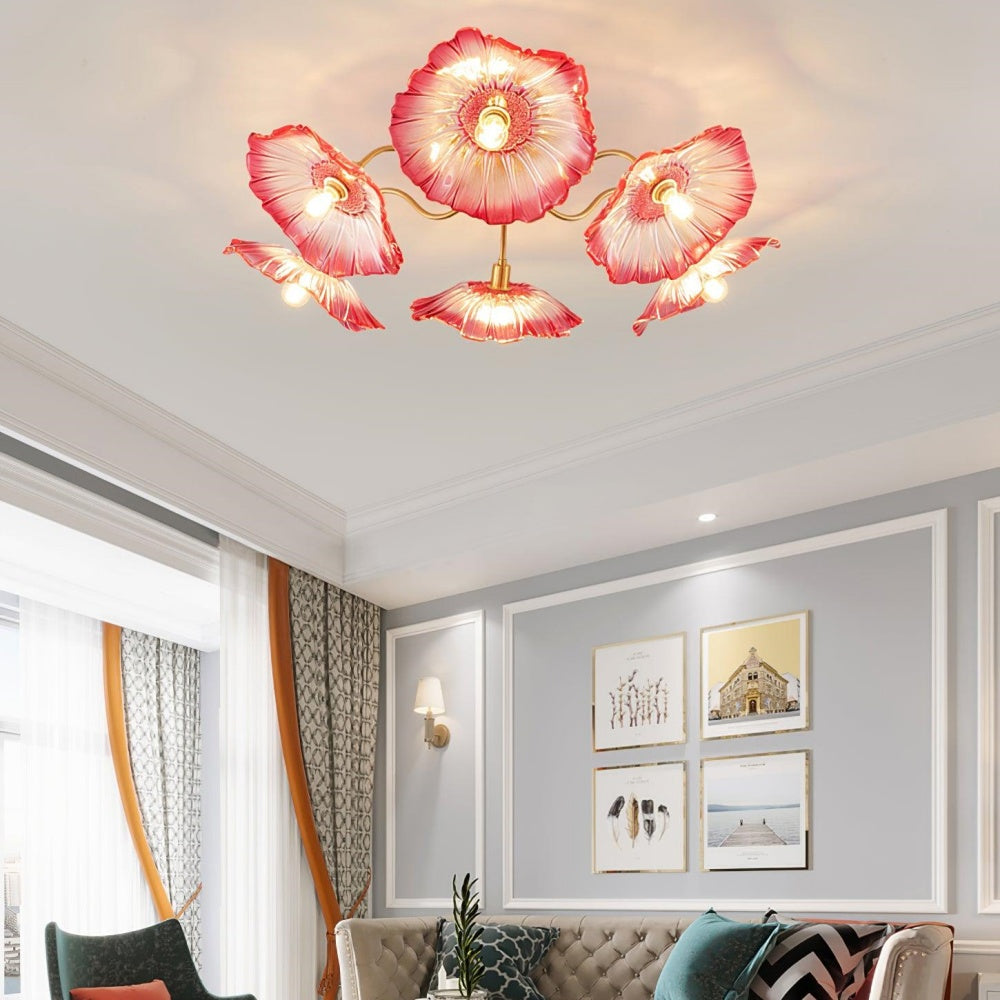 Hailie Modern Flower Ceiling Light Metal Glass Bedroom
