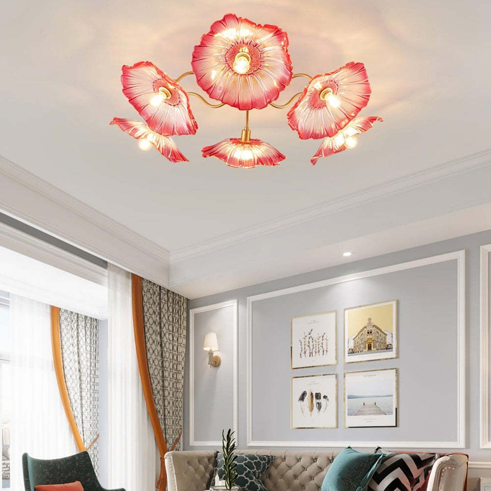 Hailie Modern Flower Ceiling Light Metal Glass Bedroom