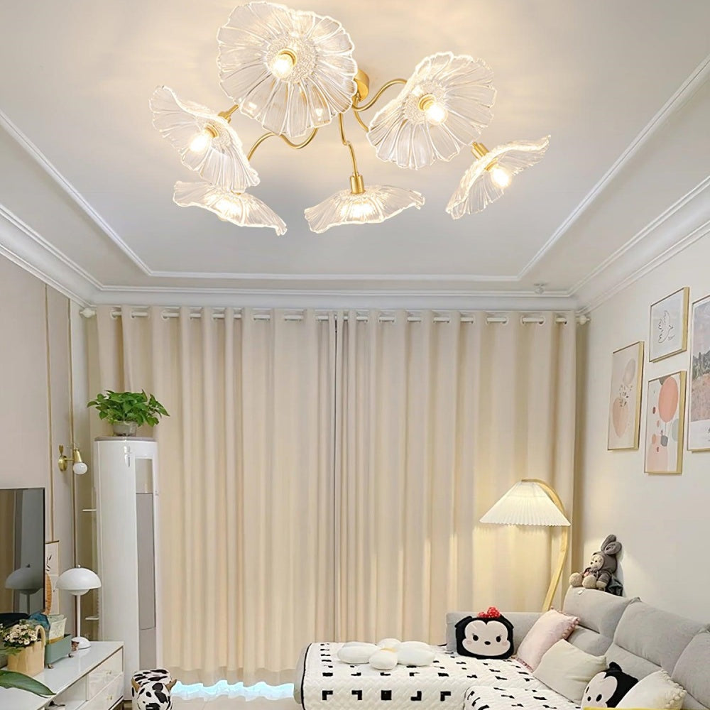 Hailie Modern Flower Ceiling Light Metal Glass Bedroom