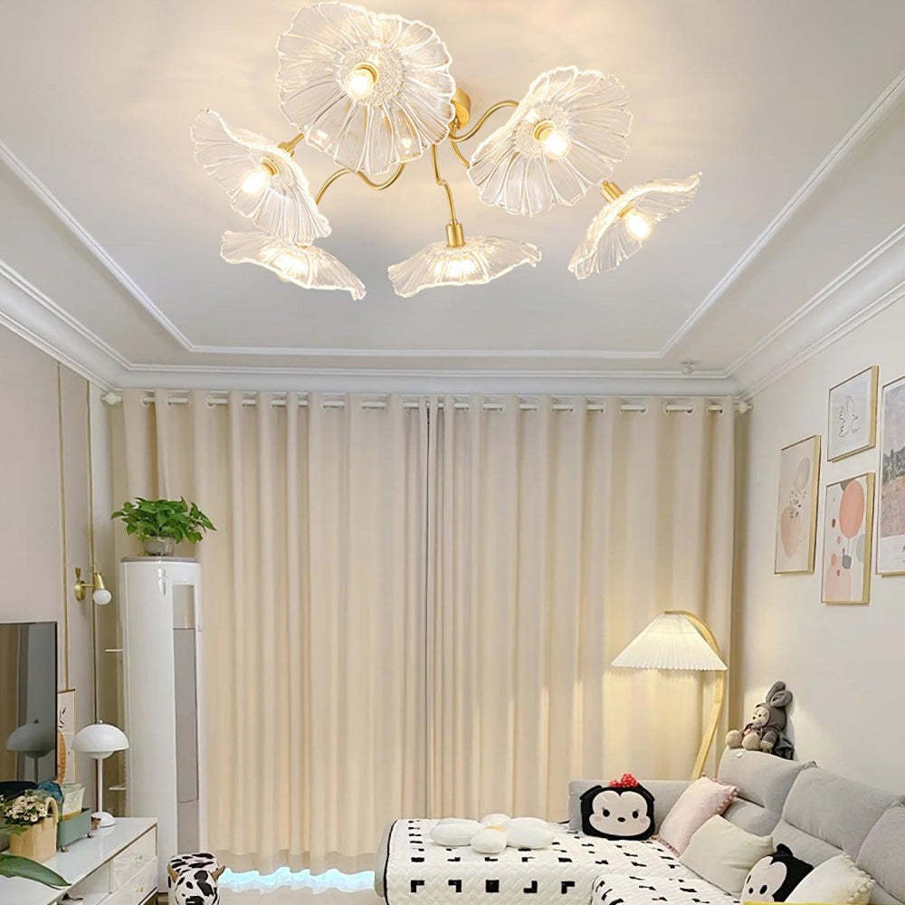 Hailie Modern Flower Ceiling Light Metal Glass Bedroom