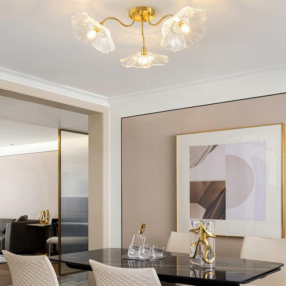 Hailie Modern Flower Ceiling Light Metal Glass Bedroom