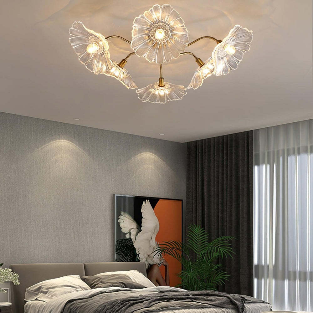 Hailie Modern Flower Ceiling Light Metal Glass Bedroom
