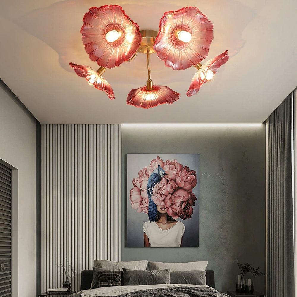 Hailie Modern Flower Ceiling Light Metal Glass Bedroom