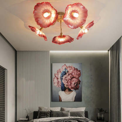 Hailie Modern Flower Ceiling Light Metal Glass Bedroom