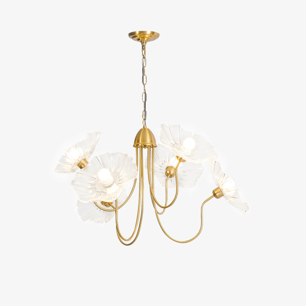 Lily Modern Flower Art Deco Metal Glass Chandelier Bedroom