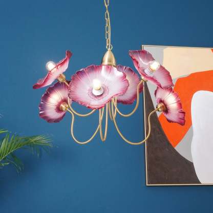 Lily Modern Flower Art Deco Metal Glass Chandelier Bedroom