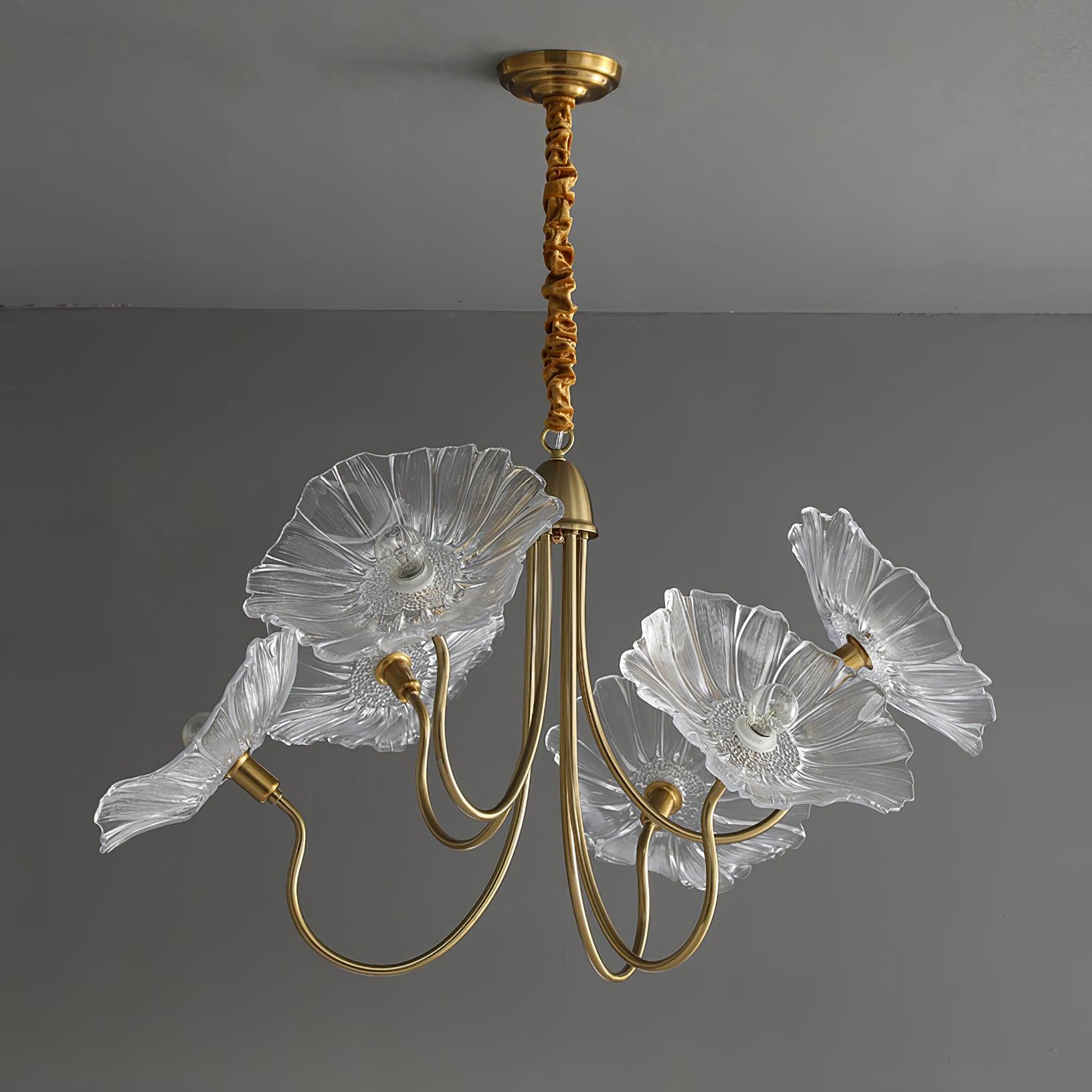 Lily Modern Flower Art Deco Metal Glass Chandelier Bedroom