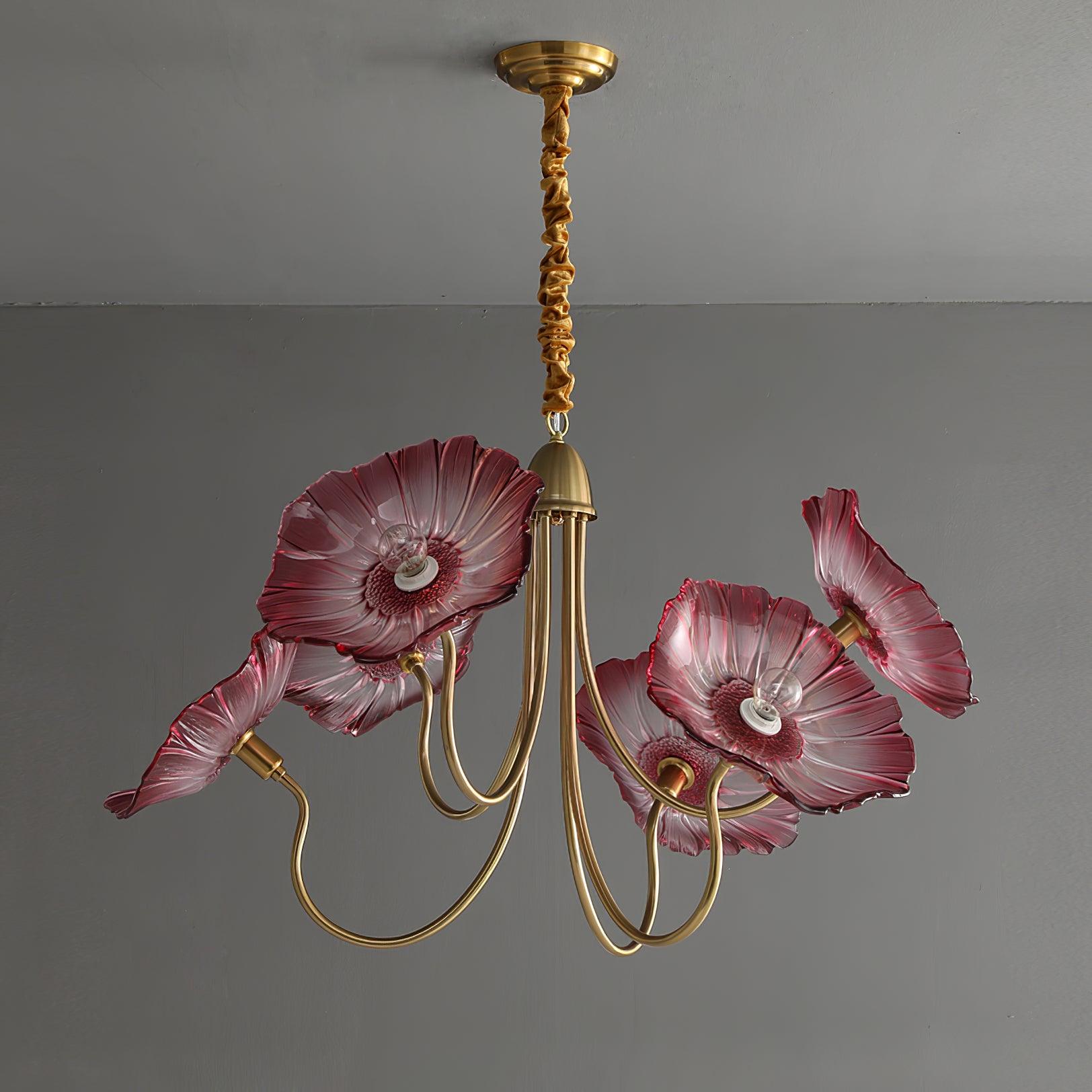 Lily Modern Flower Art Deco Metal Glass Chandelier Bedroom