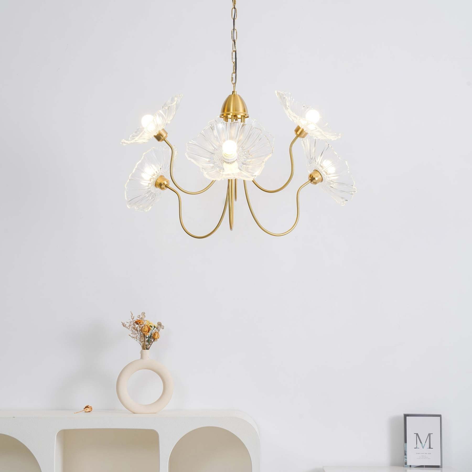 Lily Modern Flower Art Deco Metal Glass Chandelier Bedroom