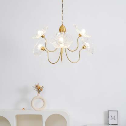 Lily Modern Flower Art Deco Metal Glass Chandelier Bedroom