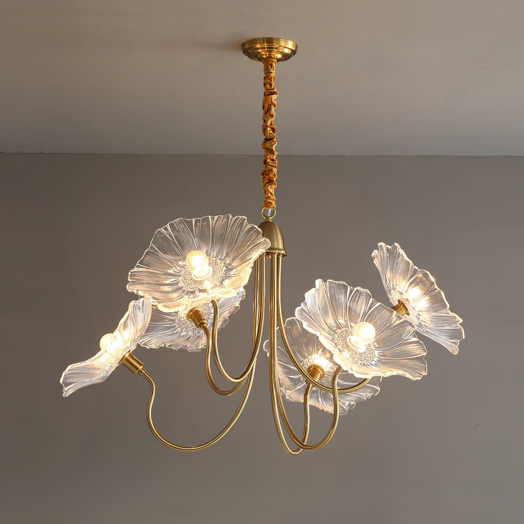 Lily Modern Flower Art Deco Metal Glass Chandelier Bedroom