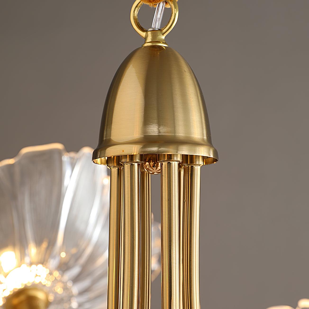 Lily Modern Flower Art Deco Metal Glass Chandelier Bedroom