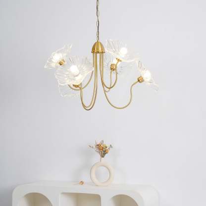 Lily Modern Flower Art Deco Metal Glass Chandelier Bedroom