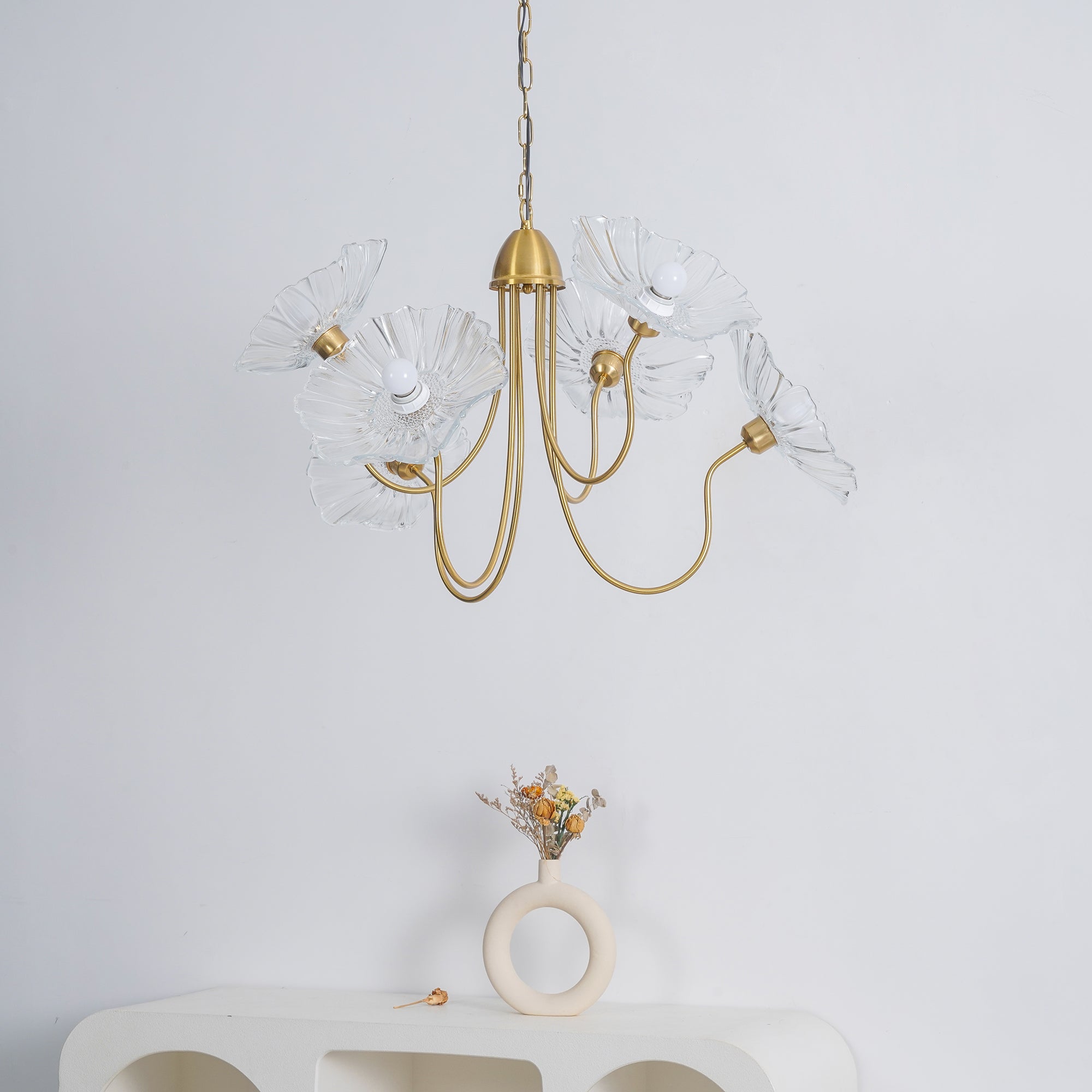Lily Modern Flower Art Deco Metal Glass Chandelier Bedroom