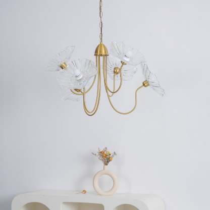 Lily Modern Flower Art Deco Metal Glass Chandelier Bedroom