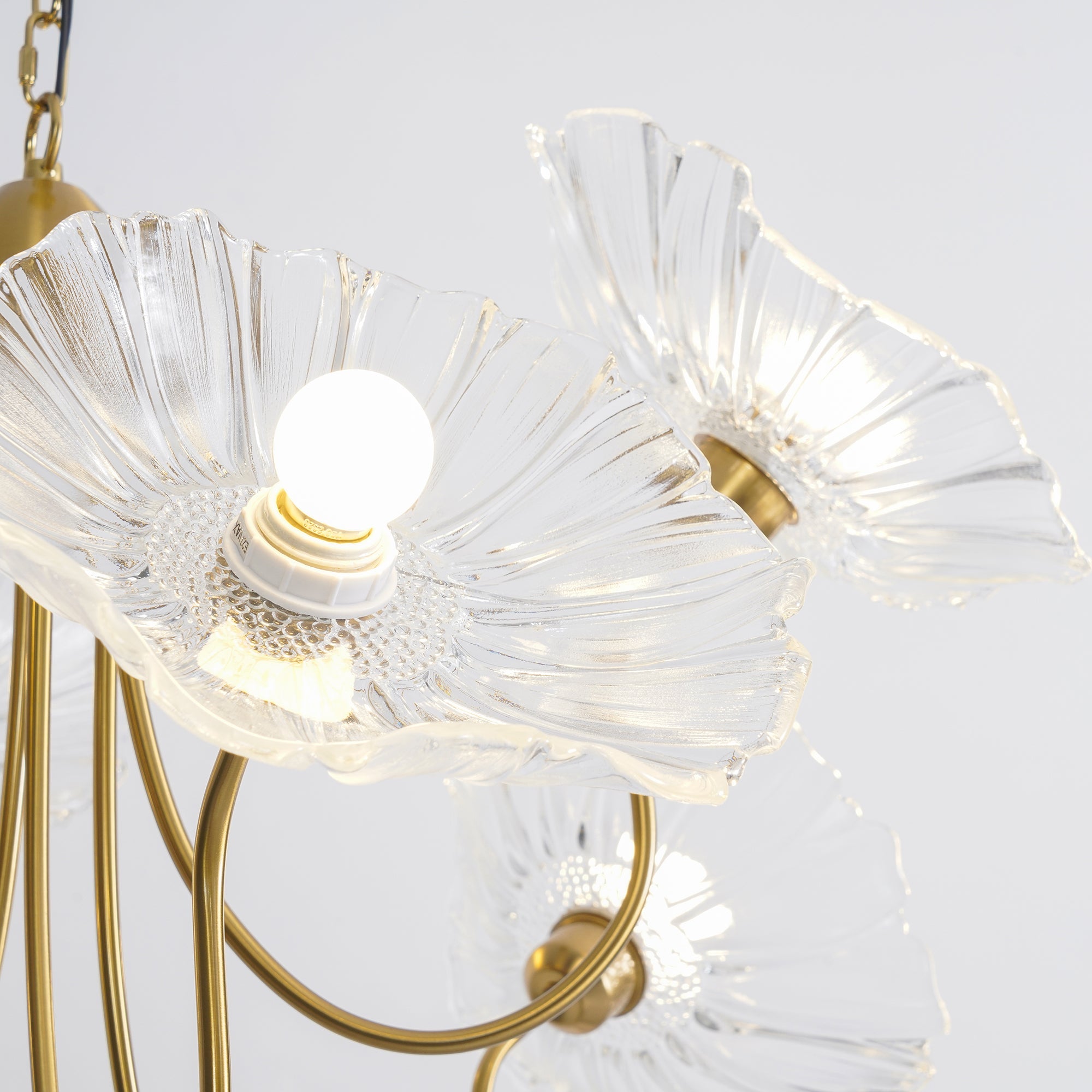 Lily Modern Flower Art Deco Metal Glass Chandelier Bedroom