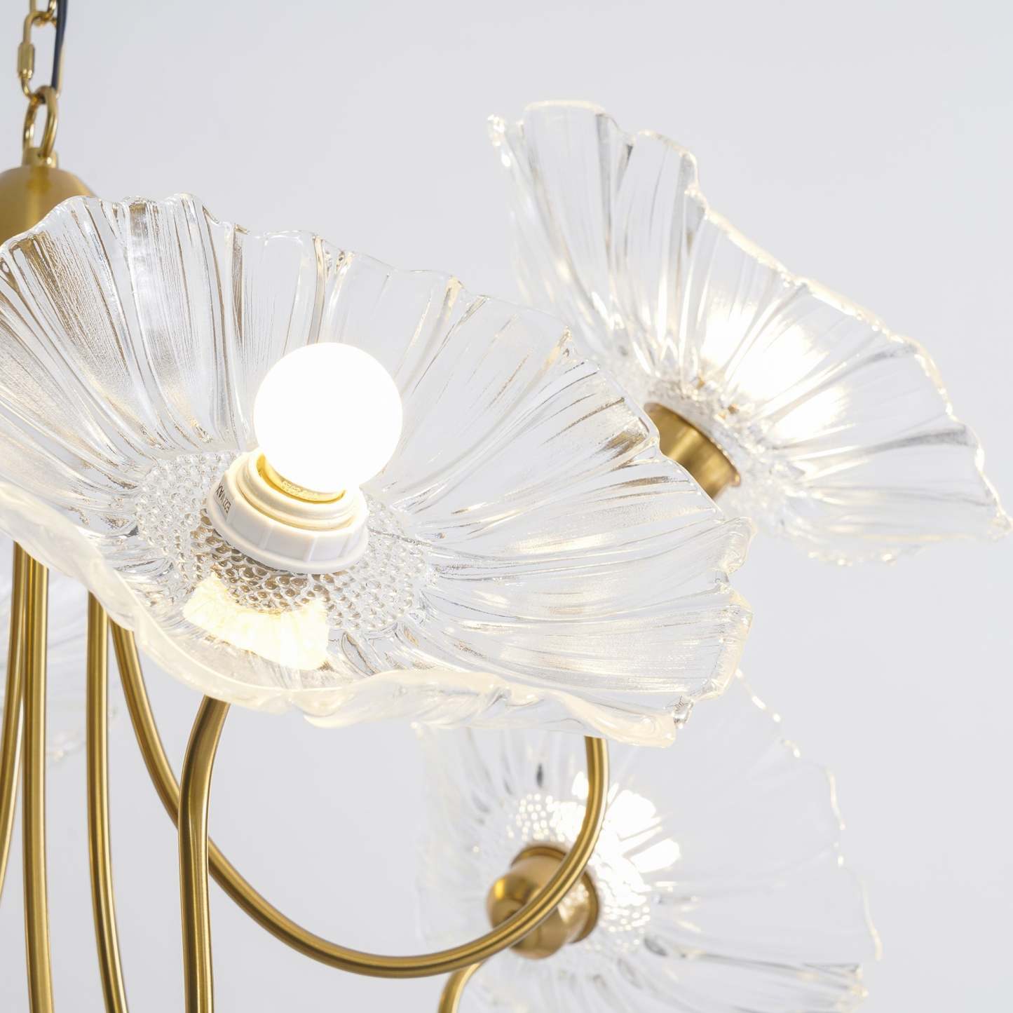 Lily Modern Flower Art Deco Metal Glass Chandelier Bedroom