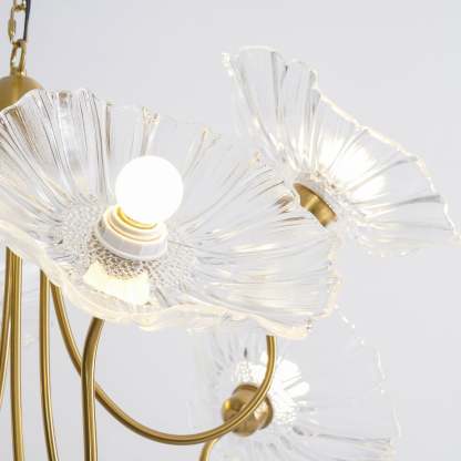 Lily Modern Flower Art Deco Metal Glass Chandelier Bedroom