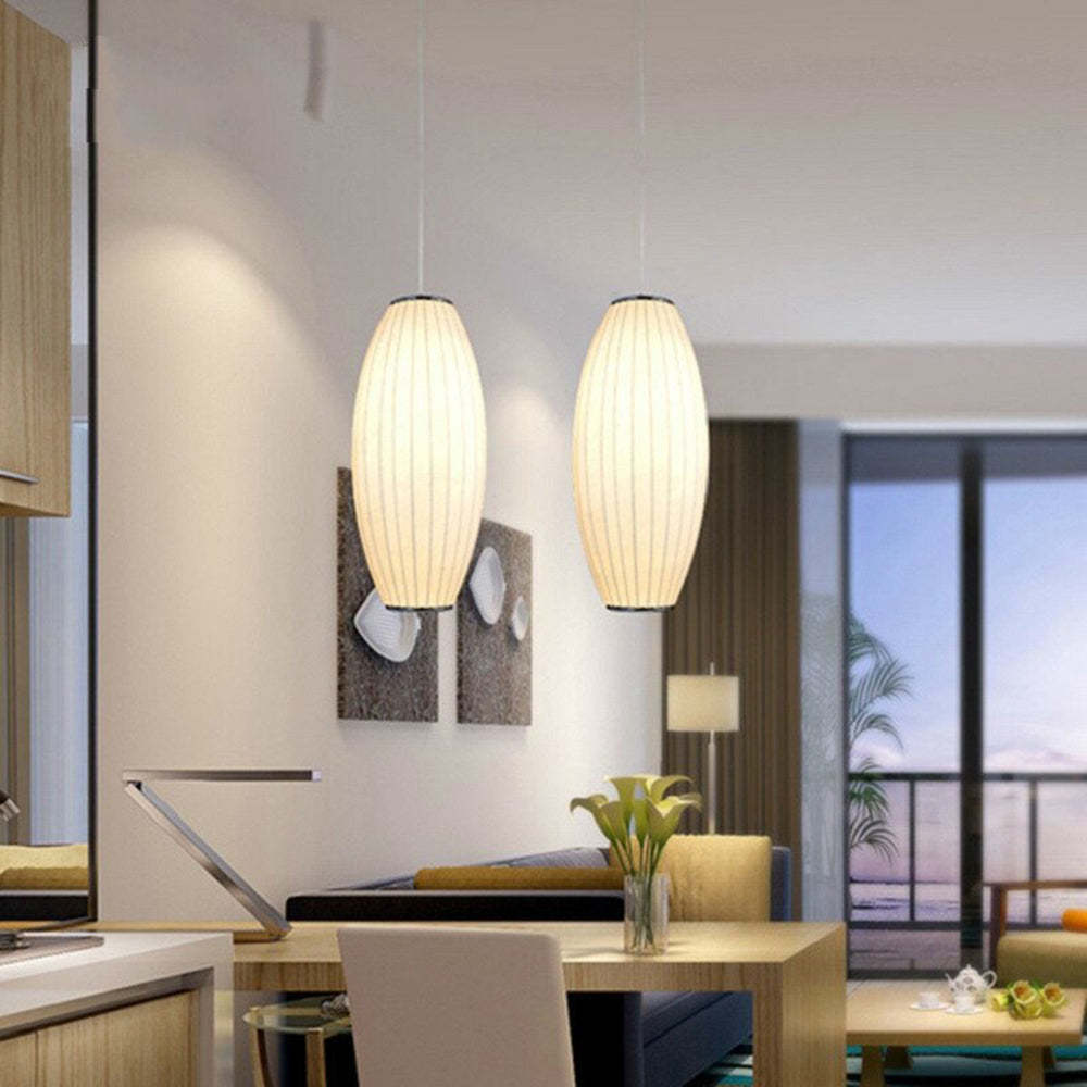 Renée Vintage Artificial White Silk Shade Single Pendant Light