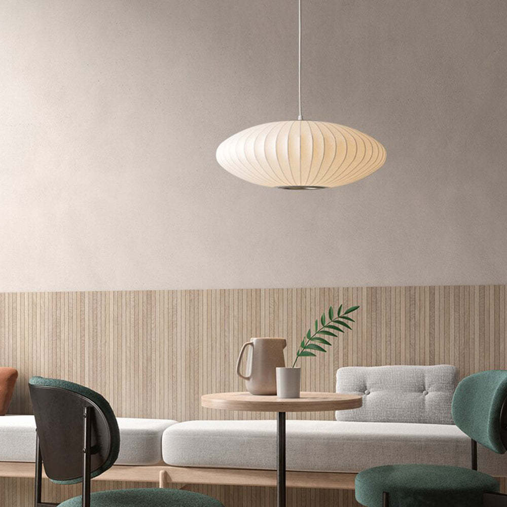 White Single Pendant Light, Artificial Silk Shade, 6 Style | Las Sola