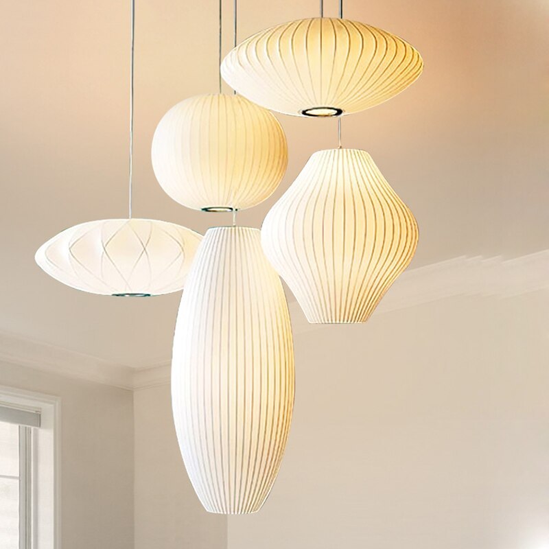 Renée Vintage Artificial White Silk Shade Single Pendant Light