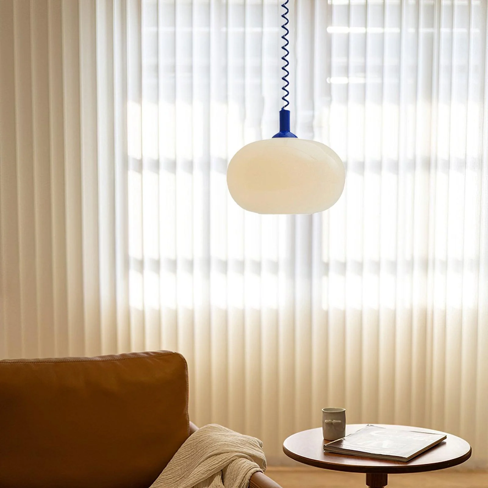 Hailie Minimalism Round Metal Glass Pendant Light Living Room Dining Room