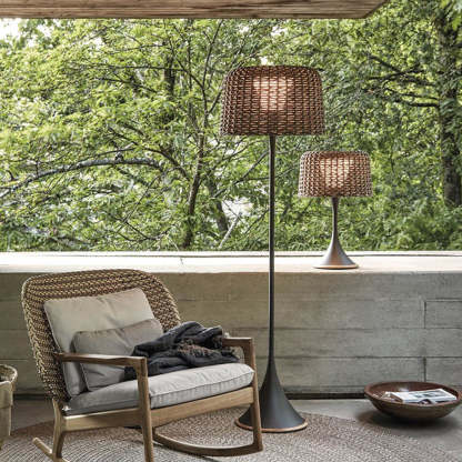 Ritta Waterproof Outdoor Floor Lamp, Rattan，Balcony/Terrace