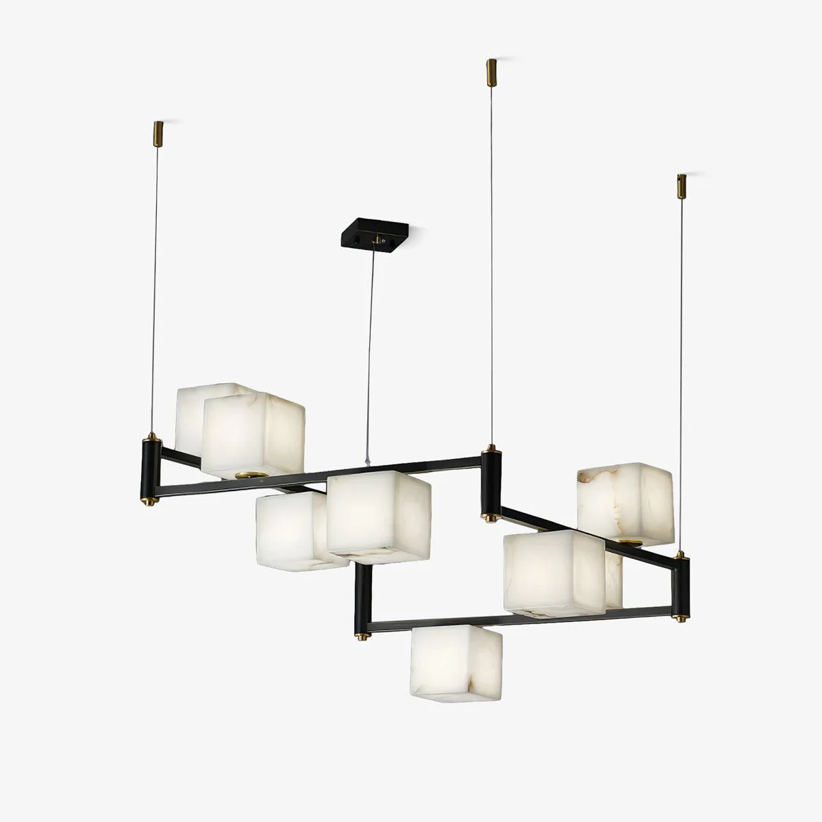 Jade Geometric Style Chandelier Modern Alabaster Metal Living Room