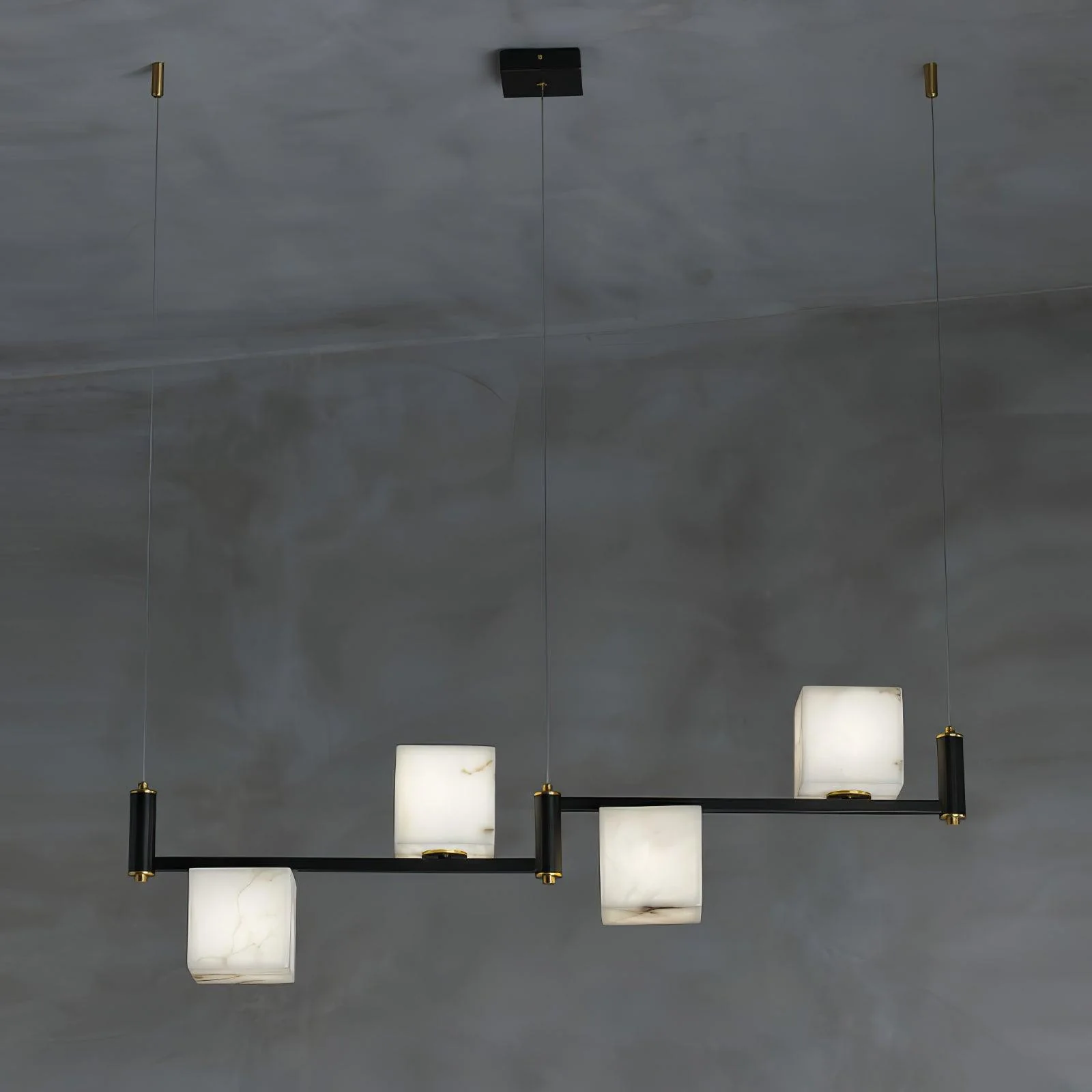 Jade Geometric Style Chandelier Modern Alabaster Metal Living Room