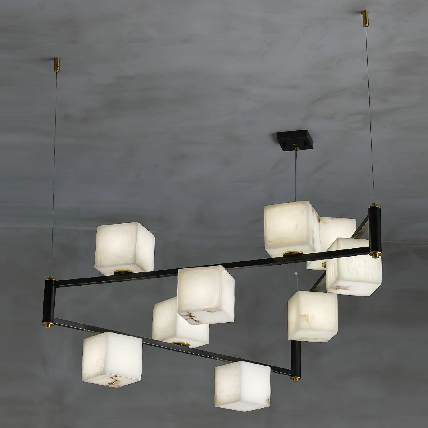 Jade Geometric Style Chandelier Modern Alabaster Metal Living Room