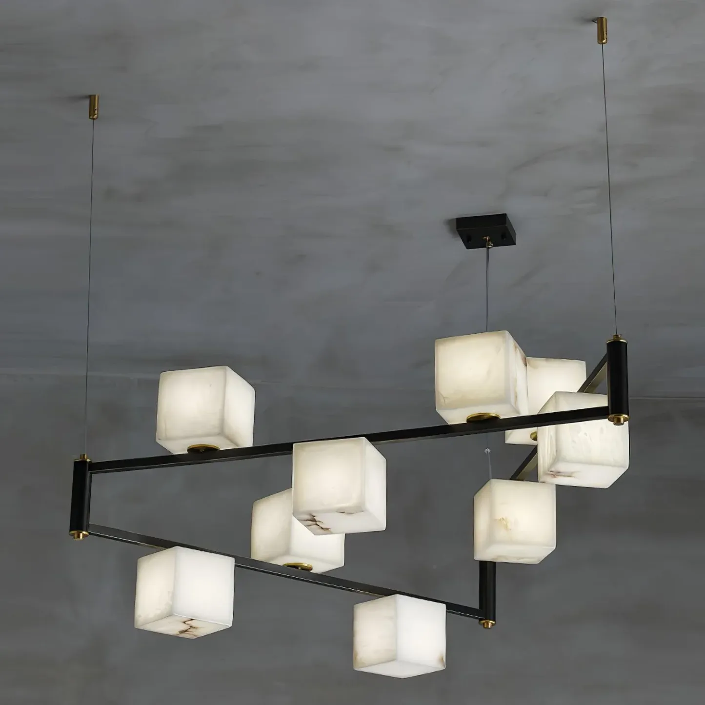 Jade Geometric Style Chandelier Modern Alabaster Metal Living Room