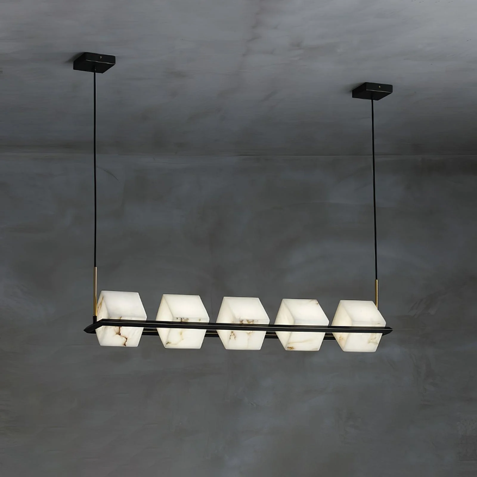 Jade Geometric Style Chandelier Modern Alabaster Metal Living Room