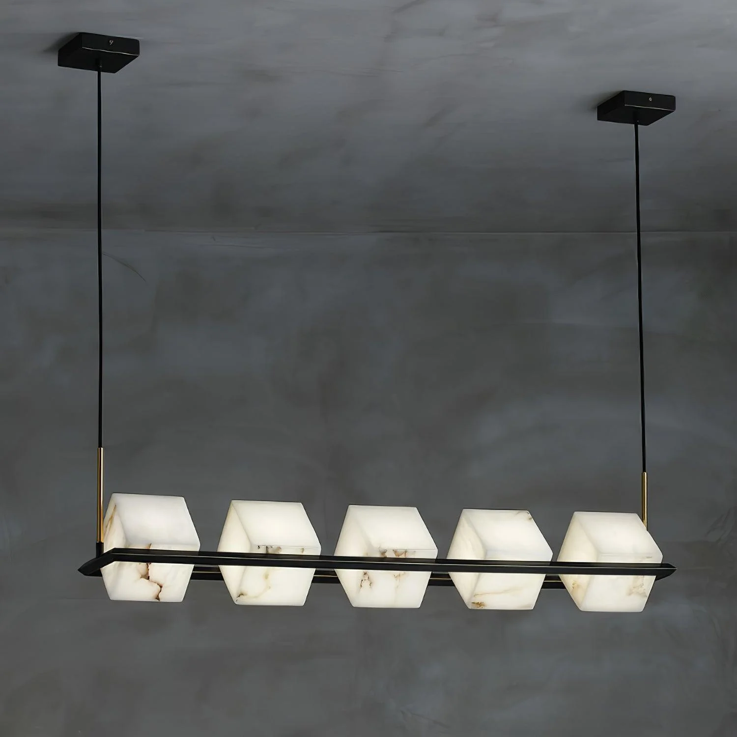 Jade Geometric Style Chandelier Modern Alabaster Metal Living Room