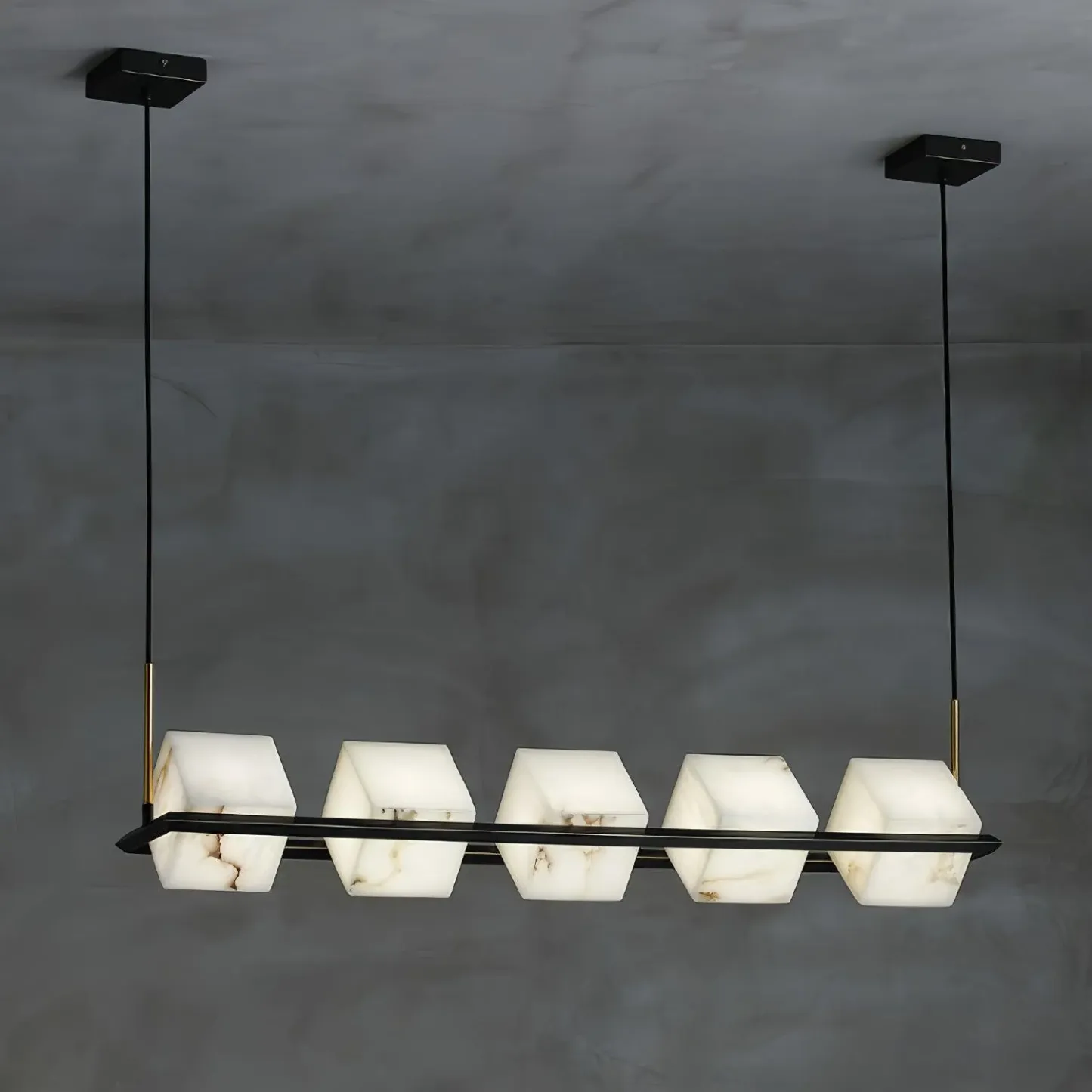 Jade Geometric Style Chandelier Modern Alabaster Metal Living Room