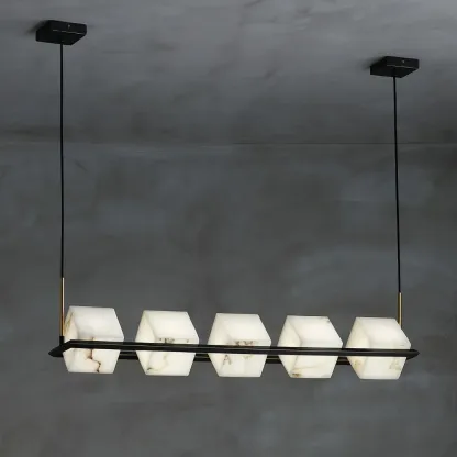 Jade Geometric Style Chandelier Modern Alabaster Metal Living Room