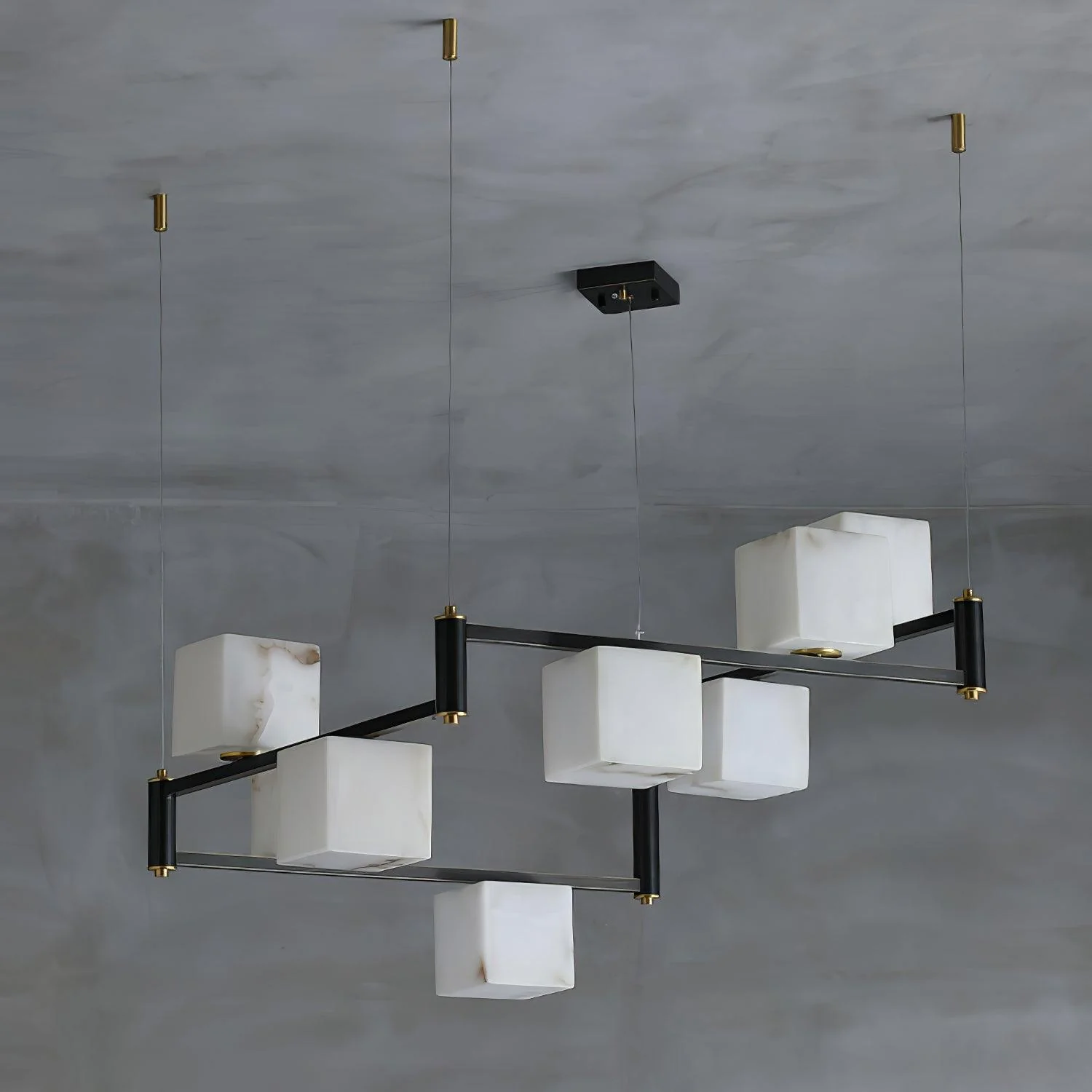 Jade Geometric Style Chandelier Modern Alabaster Metal Living Room