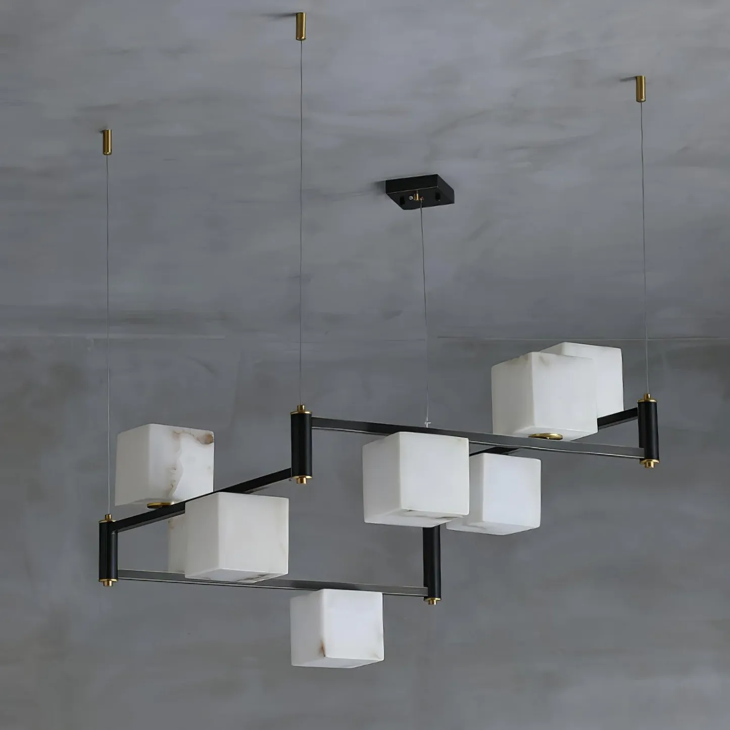 Jade Geometric Style Chandelier Modern Alabaster Metal Living Room