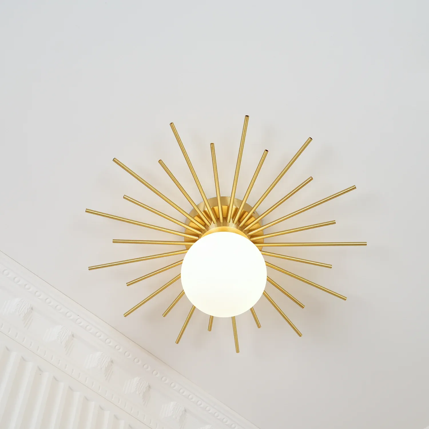 Lowry Vintage Classical Sun Brass Ceiling Light Bedroom Hallway