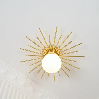 Lowry Vintage Classical Sun Brass Ceiling Light Bedroom Hallway
