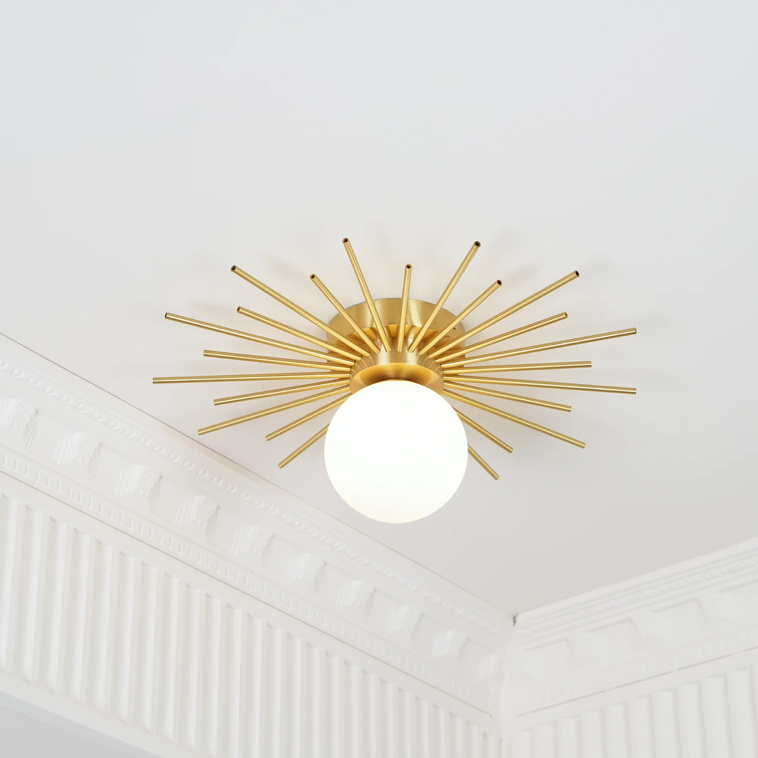 Lowry Vintage Classical Sun Brass Ceiling Light Bedroom Hallway