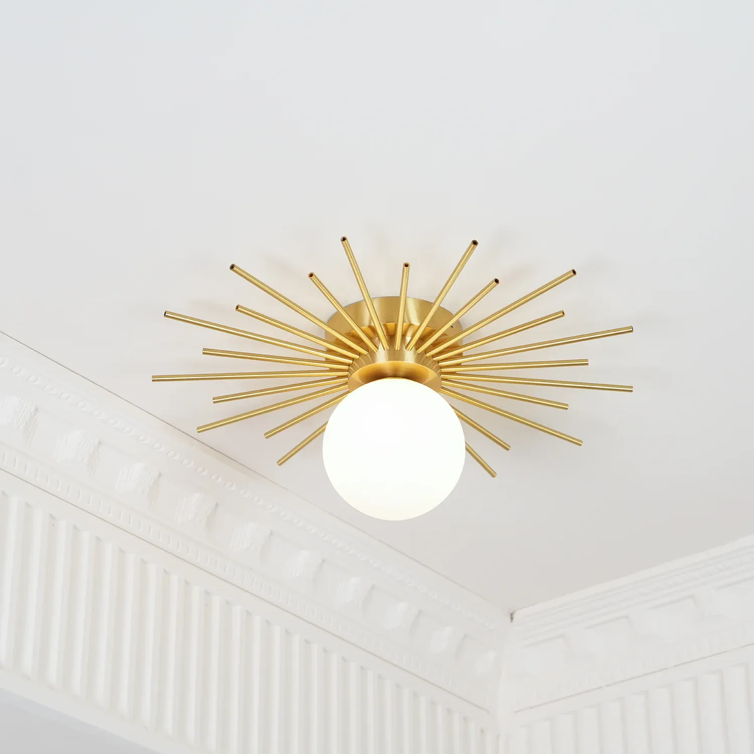 Lowry Vintage Classical Sun Brass Ceiling Light Bedroom Hallway