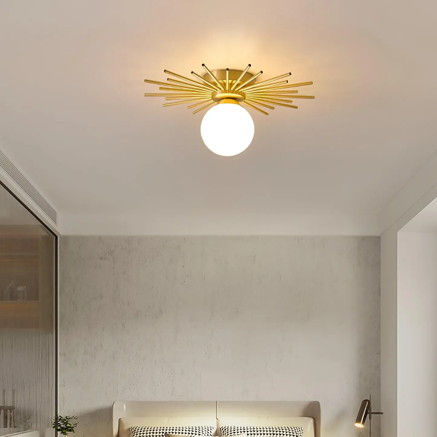 Lowry Vintage Classical Sun Brass Ceiling Light Bedroom Hallway