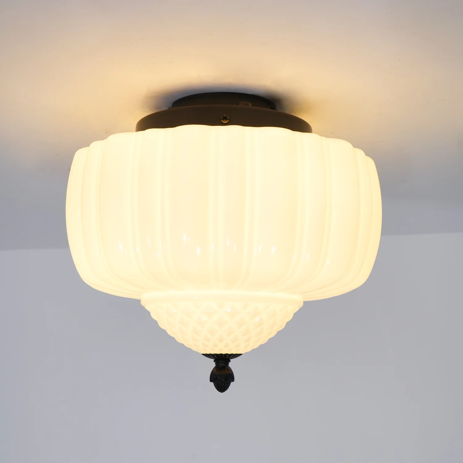 Quinn Vintage Metal Glass Ceiling Light Living Room Bedroom