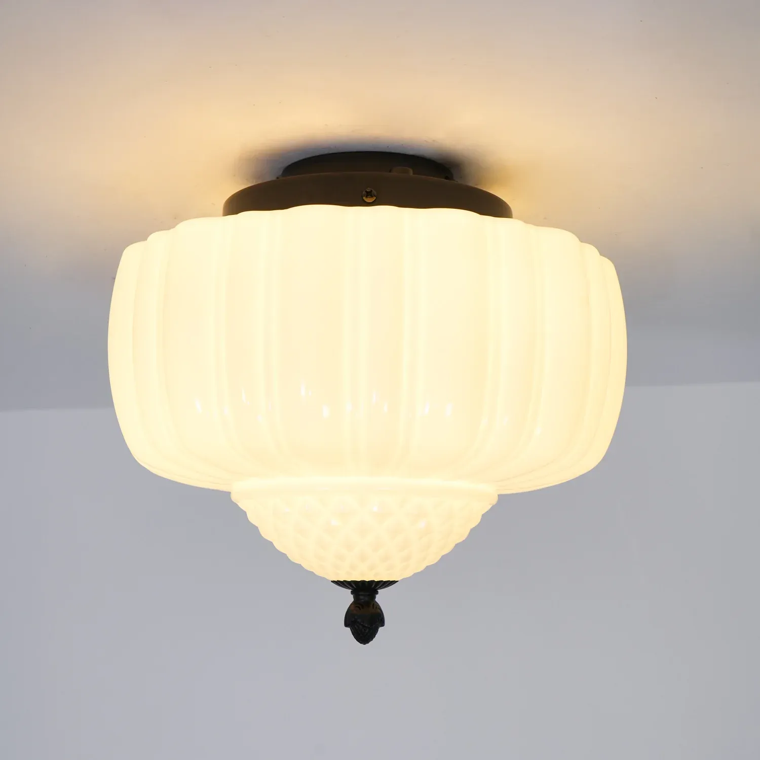 Quinn Vintage Metal Glass Ceiling Light Living Room Bedroom